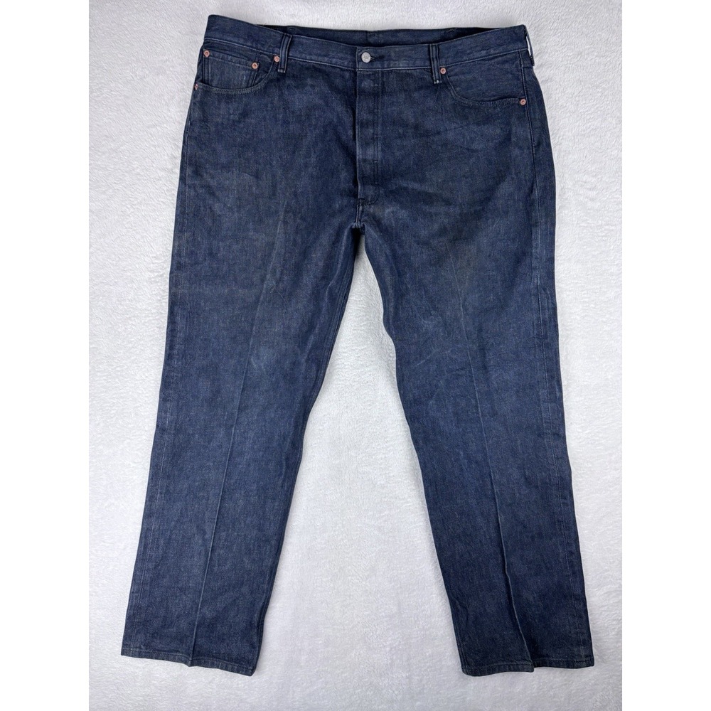 Levi's 501 Mens Jeans Dark Blue Button Fly Denim Jeans 46x34 (45x33 Measured)